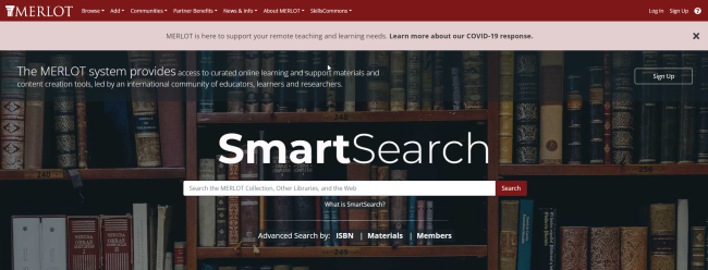 Image clipping of MERLOT webpage search bar