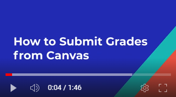 capture of a video clip with video controls and text reading how to submit grades from canvas